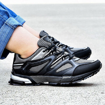 New Arrival Classics Style Men Running Shoes Cow Split Mesh Men Sport Shoes Lace Up Outdoor Jogging Shoes